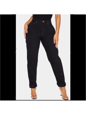 Pretty Little Thing Shape High Waist Mom Jeans Black Like New size 6